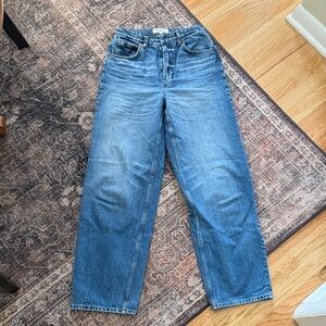 Reformation Women's Noe High Rise Barrel Jeans in Blue